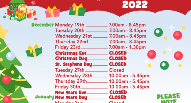 Christmas Opening Hours