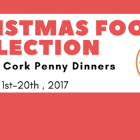 Cork Penny Dinners Food Drive Red Pattern Christmas Bazaar Invitation